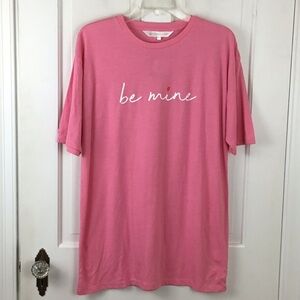 Be Mine Heart Tee T-shirt Short Sleeve Pink Size L NWT